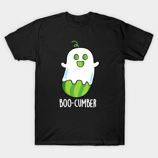 Boo-cumber Funny Ghost Cucumber Pun T-Shirt by punnybone